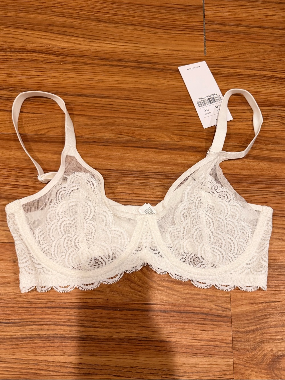 Sheer Lace Underwire Bra in White